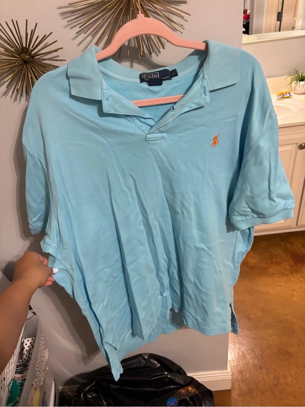 Ralph Lauren Light Aqua Polo with Orange Pony
